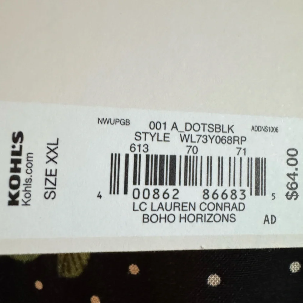 LC LAUREN CONRAD ~ Boho Horizons Black Floral Polka Dot ~ Drawstring Waist ~ XXL - Picture 9 of 9